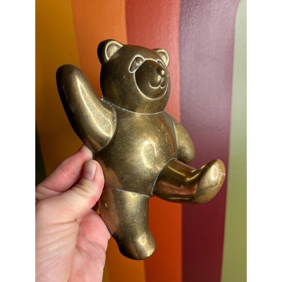 Vintage brass teddy bear figurine wall hook hanger cute kids children’s - Picture 4 of 7
